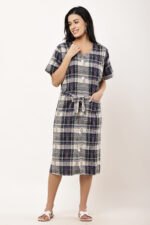Megha Full front Open Dress for Women | 100% Cotton Half - Sleeve | - Image 3