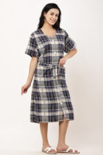 Megha Full front Open Dress for Women | 100% Cotton Half - Sleeve | - Image 8